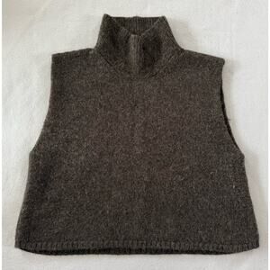 Wrap London Alpaca Blend Dark Brown Turtleneck Sleeveless Boxy Sweater Sz 14